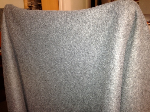 The gray blanket I regularly wore at work.